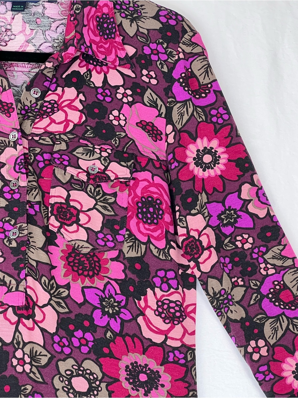 Boden floral midi shirt dress Sz 12 Retro Mod Floral Jersey Knit Whimsigoth - Picture 6 of 13
